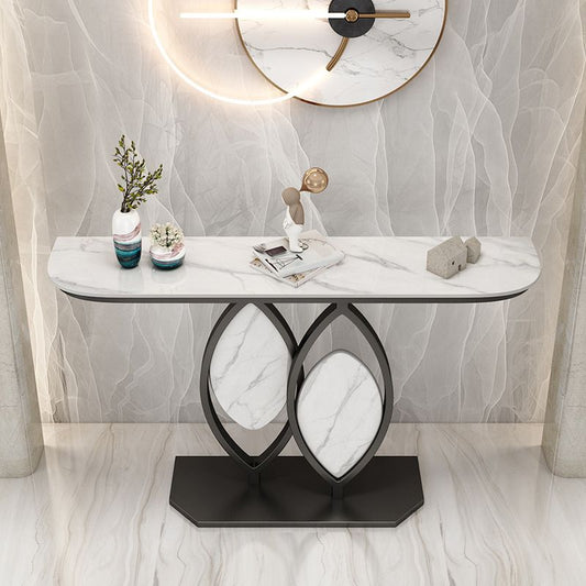 Tavolo console di ferro in pietra glam tavolo divano console mezza luna per sala