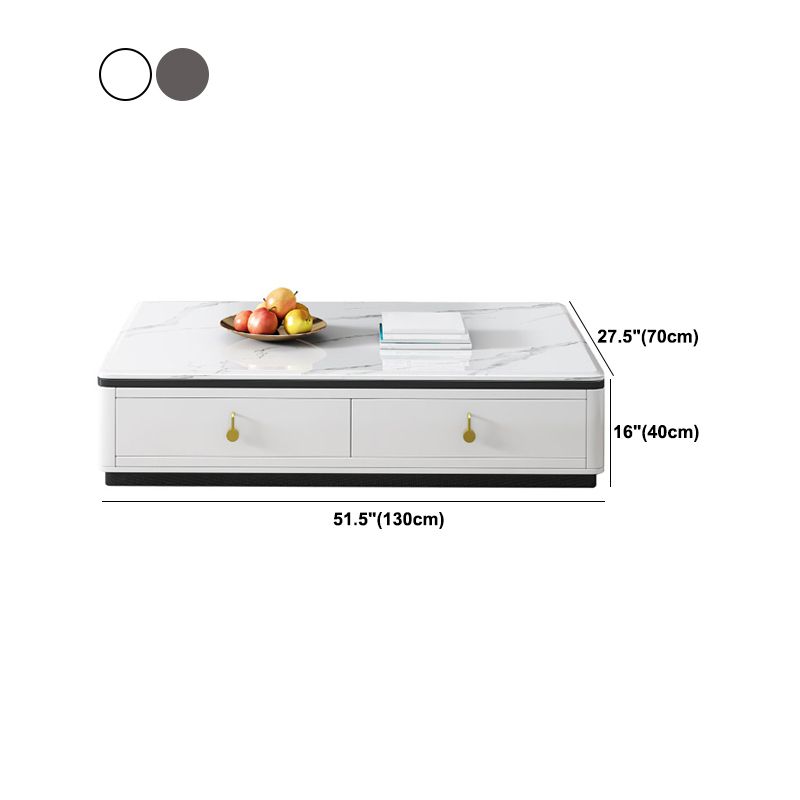 Tavolino rettangolare in pietra con cassetti da 15,75 "H 1 tavolo da cocktail singolo