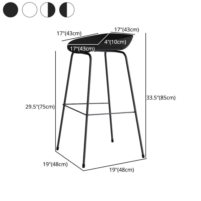 Contemporary Style Bar-stool Plastic Counter Bar Stool with Metal Legs for Kitchen Clearhalo 'Bar Furniture' 'Bar Stools' 'bar_stools' 'furn' 'furn_bar_stools' 'Furniture' 'furniture_bar_stools' 'Kitchen & Dining Furniture' 1200x1200_cef3f336-bae1-4b65-ad1b-a3d5f114b650