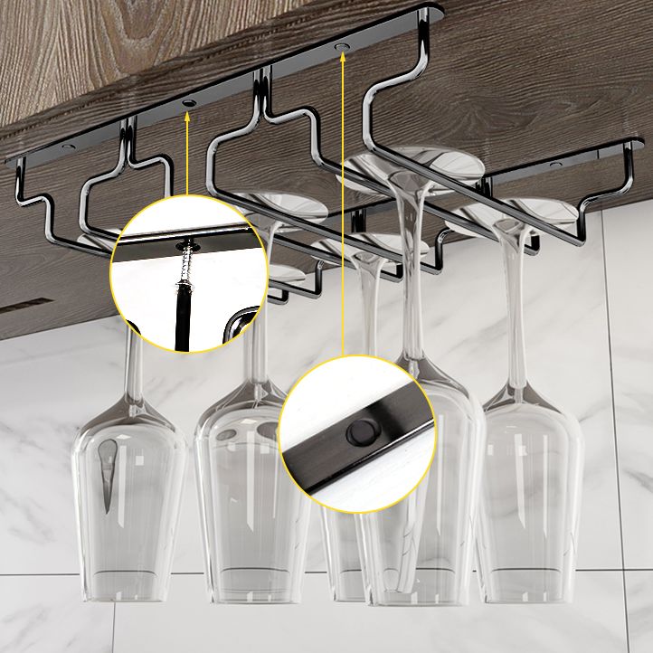 Contemporary Hanging Glass & Stemware Holder Stainless Steel Glass Rack in Black Clearhalo 'furn' 'furn_wine_racks' 'Furniture' 'Kitchen & Dining Furniture' 'Wine Racks' 'wine_racks' 1200x1200_cef78d7d-4d66-4b84-8229-892c42738fce