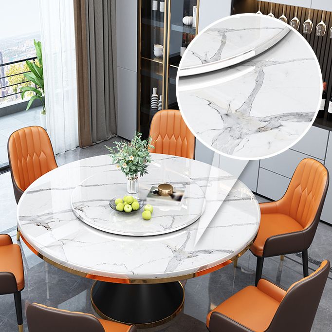 Metal Base Contemporary Style Round Dining Table Sintered Stone Table for Home Clearhalo ' dining_table' 'Dining Tables & Seating' 'Dining Tables' 'furn' 'furn_dining_table' 'Furniture' 'furniture_dining_table' 'Kitchen & Dining Furniture' 'kitchen&dining_furn' 'kitchen' 'kitchen_dining_table' 1200x1200_cef7da6d-a317-40bc-9808-33772594edf1