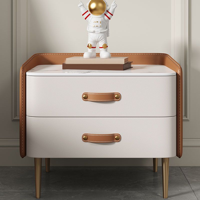 Modernisme 2 laden nachttafel gouden/zwarte benen bed nachtkastje voor slaapkamer