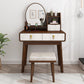 Scandinavian Wooden Vanity Desk with Drawers Makeup Dressing Table Set