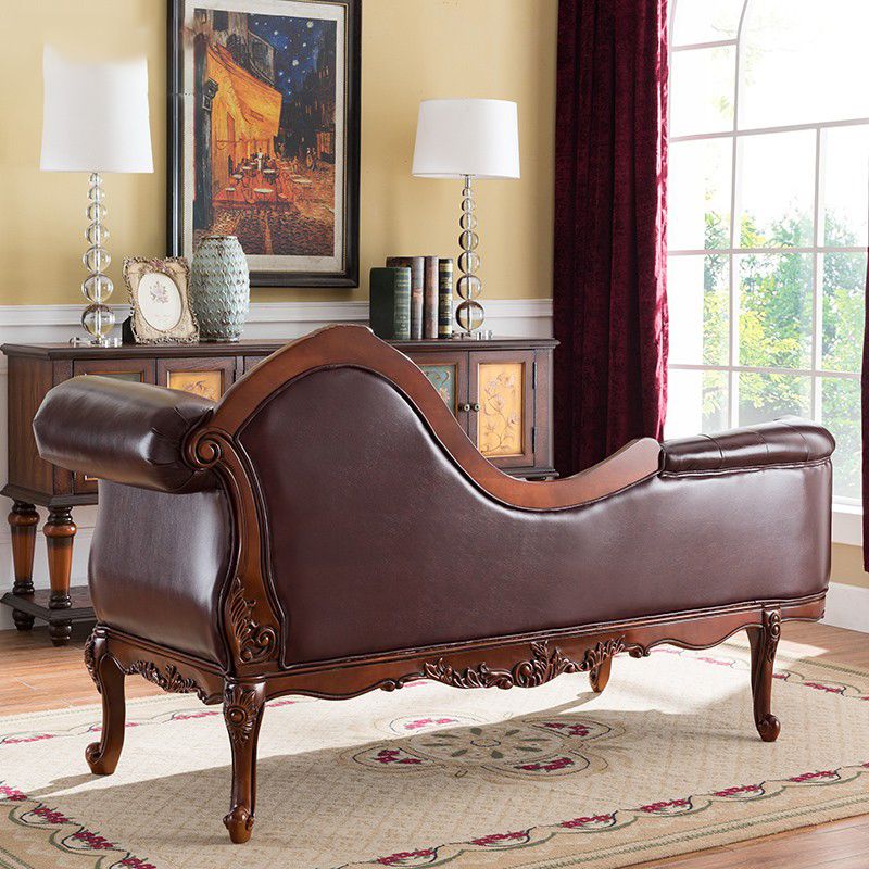 Traditional Dark Brown Genuine Leather Chaise Rolled Arms Tufted Accent Chair Clearhalo 'Chairs & Seating' 'Chaise Lounge' 'chaise_lounge' 'furn' 'furn_chaise_lounge' 'Furniture' 'Living Room Furniture' 1200x1200_cef8c2e4-adbb-4ef2-af87-9906159e69ed
