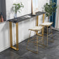 Table de bar industrielle à hauteur de bar avec plateau en pierre et base dorée