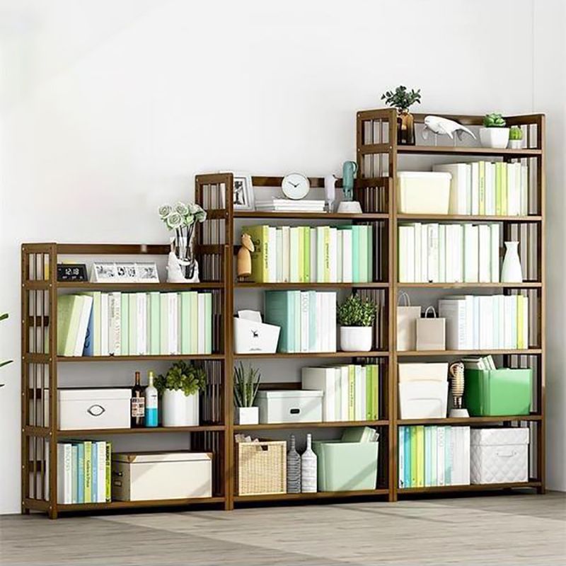 Standard Bamboo Shelf Bookcase Contemporary Brown Open Bookcase Clearhalo 'Bookcases' 'furn' 'furn_bookcases' 'Furniture' 'Office Furniture' 1200x1200_cef980aa-1c1c-4b26-aa71-a183a929b072
