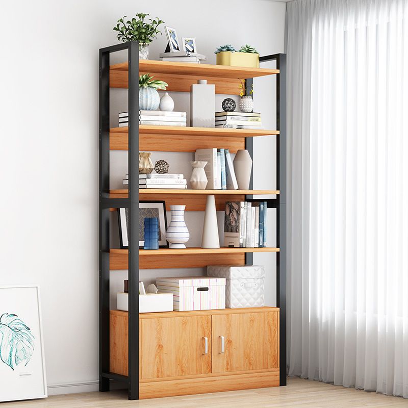 Industrial Etagere Bookshelf Steel Frame Manufactured Wood Shelf Bookshelf with Door Clearhalo 'Bookcases' 'furn' 'furn_bookcases' 'Furniture' 'furniture_bookcases' 'kitchen' 'kitchen_bookcases' 'Living Room Furniture' 'Office Furniture' 1200x1200_cefa0728-5039-4275-8a25-e02158101497