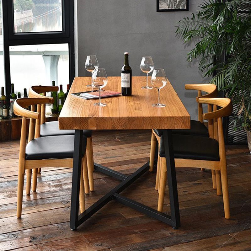 Natural Finish Solid Wood Dining Set 1/2/5 Pcs Industrial Dinette Table Set for Home Clearhalo 'Dining Room Sets' 'Dining Tables & Seating' 'dining_room_set' 'furn' 'furn_dining_room_set' 'Furniture' 'Kitchen & Dining Furniture' 1200x1200_cefa7a41-2939-41d5-91ba-b11b0240682f