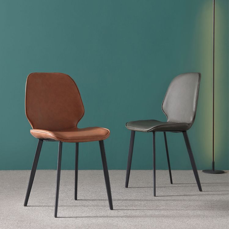 Upholstered Armless Dining Chairs Leather Wingback Side Chairs with Metal Legs Clearhalo ' kitchen&dining_furn' 'Dining Chairs' 'Dining Tables & Seating' 'dining_chair' 'furn' 'furn_dining_chair' 'Furniture' 'furniture_dining_chair' 'Kitchen & Dining Furniture' 'kitchen' 1200x1200_cefb0bd2-e4ce-4aba-97d4-9662415480ee