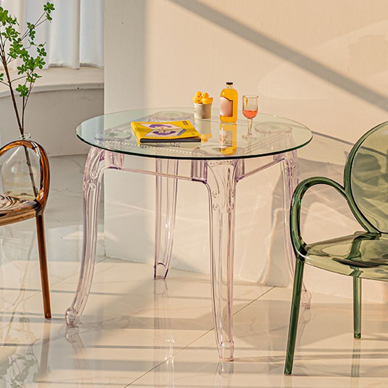 Modern Glass Dining Table Clear Dining Table with Plastic Base Clearhalo 'Dining Tables & Seating' 'Dining Tables' 'dining_table' 'furn' 'furn_dining_table' 'Furniture' 'furniture_dining_table' 'Kitchen & Dining Furniture' 'kitchen' 'kitchen_dining_table' 1200x1200_cf029bdd-ae75-4f01-a218-0df494cf5c9e