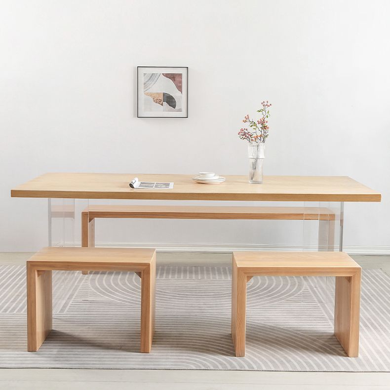 Modern 1/2/4 Pieces Rectangle Dinette Set Ash Wood Dining Table Set with Acrylic Foot Clearhalo 'Dining Room Sets' 'Dining Tables & Seating' 'dining_room_set' 'furn' 'furn_dining_room_set' 'Furniture' 'furniture_dining_room_set' 'Kitchen & Dining Furniture' 1200x1200_cf04a3fe-1510-4516-a269-b920038b5883