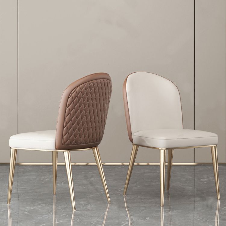 Sillas de comedor de cuero de estilo nórdico sólido sillón de comedor sin brazo