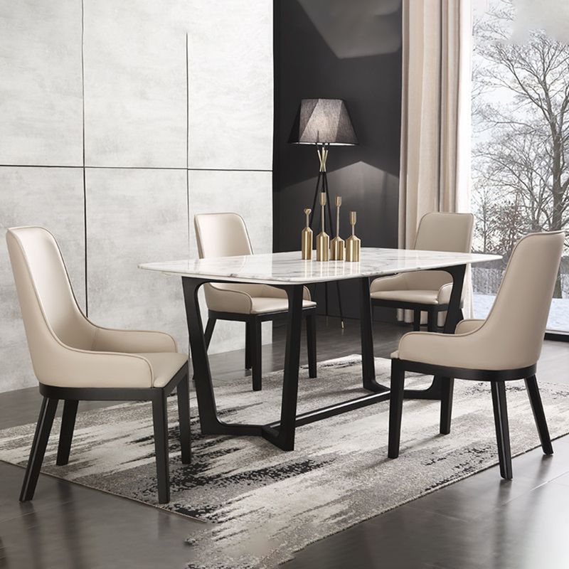 Moderne stijl faux lederen stoelen arm zijstoelen met houten benen voor thuisgebruik