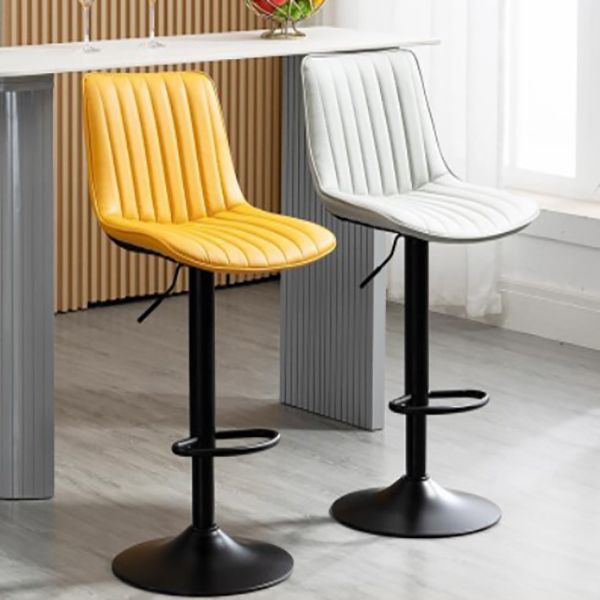 Scandinavian Metal Stool Adjustable Low Back Faux Leather Barstools in Matte Finish Clearhalo 'Bar Furniture' 'Bar Stools' 'bar_stools' 'furn' 'furn_bar_stools' 'Furniture' 'Kitchen & Dining Furniture' 1200x1200_cf0c1603-b9ae-4361-8647-01928ba1c638