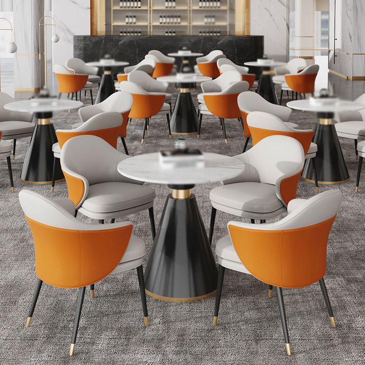 Contemporary 1/4/5 Pieces Dining Set Round Dining Room Table Set with Leather Chairs Clearhalo 'Dining Room Sets' 'Dining Tables & Seating' 'dining_room_set' 'furn' 'furn_dining_room_set' 'Furniture' 'furniture_dining_room_set' 'Kitchen & Dining Furniture' 'kitchen&dining_furn' 'kitchen' 1200x1200_cf0c88e5-65b6-4651-9488-b4a3a10ba572