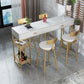 Marble Bistro Bar Desk with Rectangle Table Top White Double Pedestal Table-41.3" H Clearhalo 'Bar Furniture' 'Bar Tables' 'bar_tables' 'furn' 'furn_bar_tables' 'Furniture' 'furniture_bar_tables' 'Kitchen & Dining Furniture' 1200x1200_cf0ce9ee-9bf9-47d0-8966-8ec2f59452e9