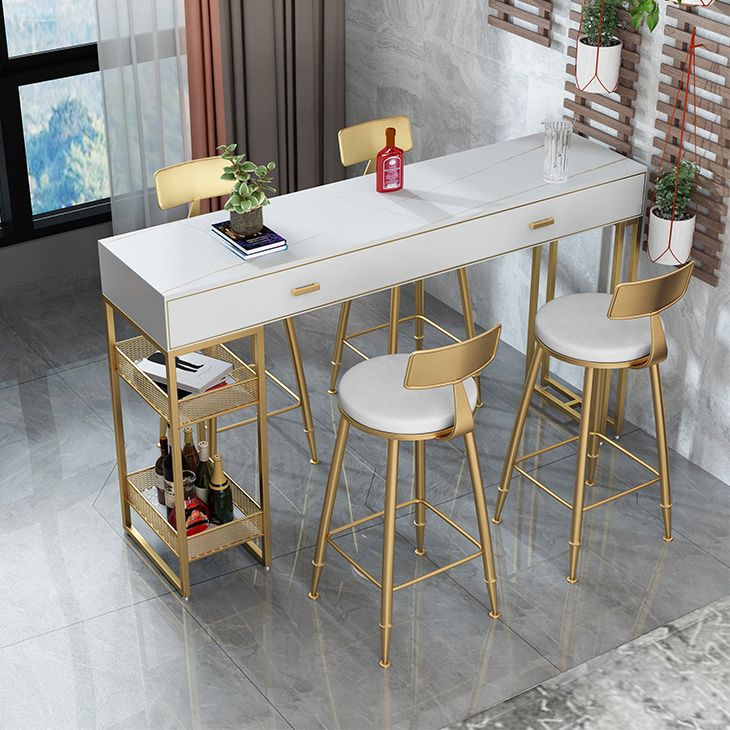 Marble Bistro Bar Desk with Rectangle Table Top White Double Pedestal Table-41.3" H Clearhalo 'Bar Furniture' 'Bar Tables' 'bar_tables' 'furn' 'furn_bar_tables' 'Furniture' 'furniture_bar_tables' 'Kitchen & Dining Furniture' 1200x1200_cf0ce9ee-9bf9-47d0-8966-8ec2f59452e9