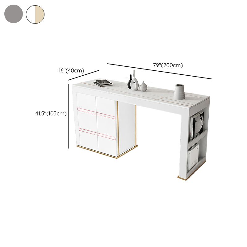 Stone Top Bar Stool Table Glam Style Rectangle Pub Table with Storage Clearhalo 'Bar Furniture' 'Bar Tables' 'bar_tables' 'furn' 'furn_bar_tables' 'Furniture' 'Kitchen & Dining Furniture' 1200x1200_cf0e7584-b5ef-4585-b3d6-fd89088d2dcb