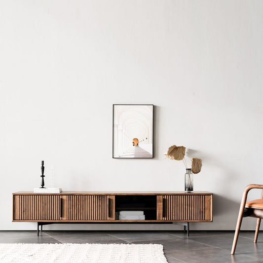 Console tradizionale in legno in legno massiccio a 4 porte con scaffale - 17,72 "H