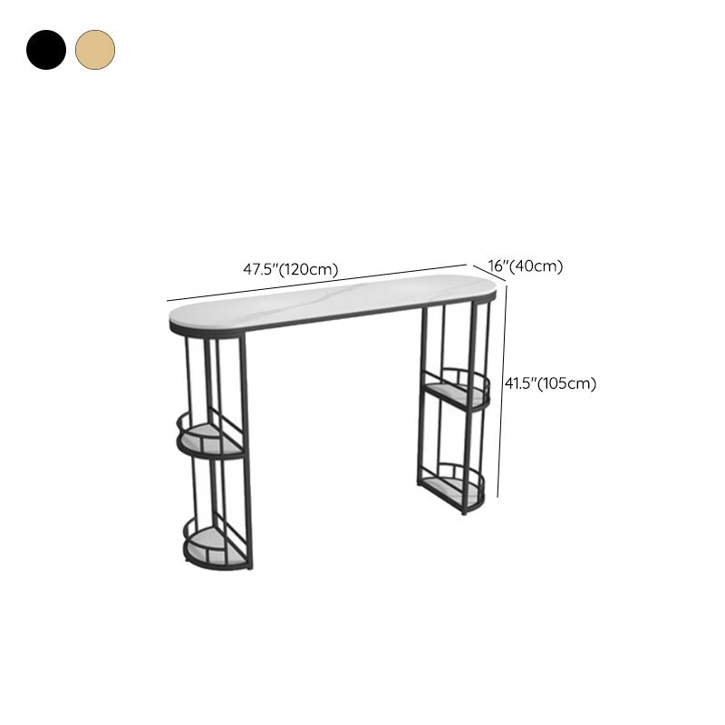 Moderne stenen ellips bartafel, opbergbare tafel voor de woonkamer