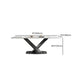 White Stone Top Dining Table Rectangular Tabletop with Metal Pedestal Base Clearhalo 'Dining Tables & Seating' 'Dining Tables' 'dining_table' 'furn' 'furn_dining_table' 'Furniture' 'Kitchen & Dining Furniture' 1200x1200_cf1027e1-c482-449d-ae79-dc5c042fe67c