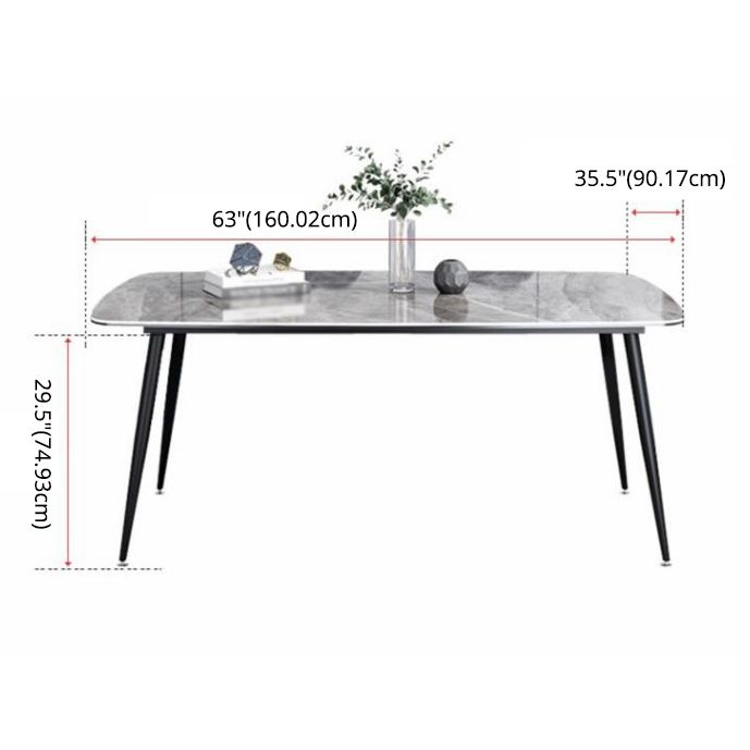 Modern Gray Standard Dining Set Rectangle Shape Sintered Stone Dining Set with 4 Legs Table Clearhalo 'Dining Room Sets' 'Dining Tables & Seating' 'dining_room_set' 'furn' 'furn_dining_room_set' 'Furniture' 'furniture_dining_room_set' 'Kitchen & Dining Furniture' 'kitchen&dining_furn' 'kitchen' 1200x1200_cf10c780-dc3b-4150-81bf-ca05516b73da