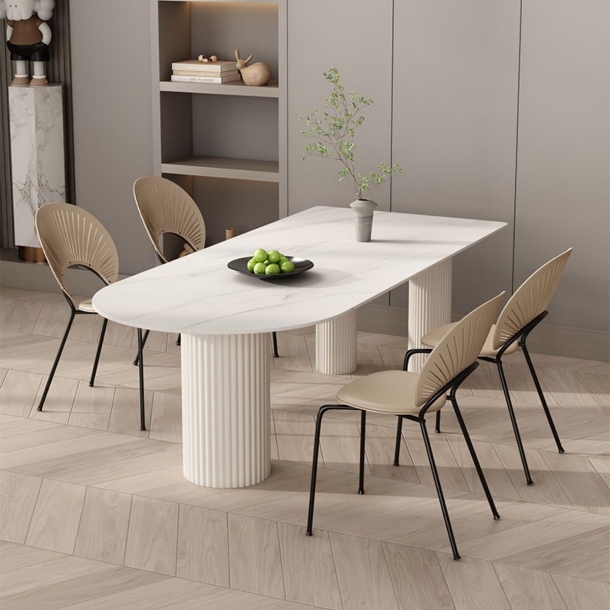 Kitchen Dining Table Modern Stone Dining Table in White and Black Clearhalo 'Dining Tables & Seating' 'Dining Tables' 'dining_table' 'furn' 'furn_dining_table' 'Furniture' 'furniture_dining_table' 'Kitchen & Dining Furniture' 'kitchen' 'kitchen_dining_table' 1200x1200_cf12a88f-5e76-48c5-afa1-2969ad3a3cca