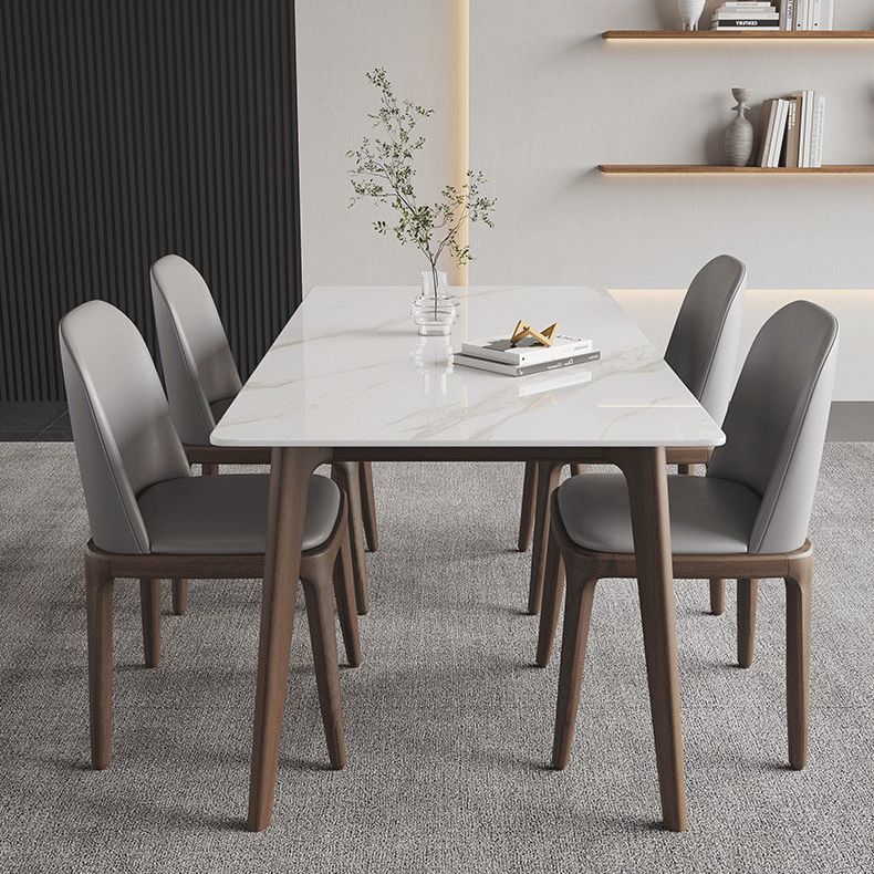 4 Legs Wood Dining Table Mid-century Modern Style Rectangle White Stone Top Dining Table Clearhalo 'Dining Tables & Seating' 'Dining Tables' 'dining_table' 'furn' 'furn_dining_table' 'Furniture' 'Kitchen & Dining Furniture' 1200x1200_cf12fbf2-38dd-47e6-a1ff-d8708048fe1f