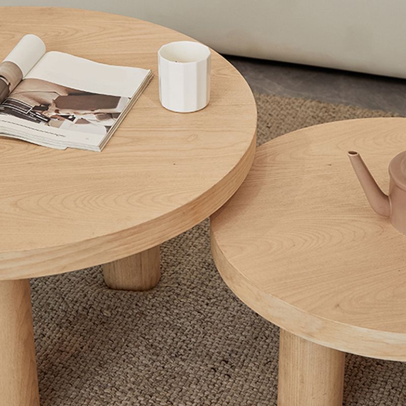 Scandinavian 3 Legs Coffee Table Round Wooden Coffee Table Set for Home Clearhalo 'Coffee & Accent Tables' 'Coffee Tables' 'coffee_tables' 'furn' 'furn_coffee_tables' 'Furniture' 'Living Room Furniture' 1200x1200_cf130e83-fd5a-4d3c-af20-07108f602f20