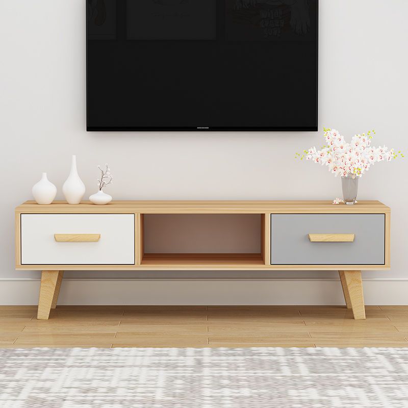 Scandinavian TV Media Stand with Drawers Wood TV Stand Console Clearhalo 'furn' 'furn_tv_stands_entertainment_centers' 'Furniture' 'Living Room Furniture' 'TV Stands & Entertainment Centers' 'TV Stands & Media Storage Furniture' 'tv_stands_entertainment_centers' 1200x1200_cf134517-b641-46fb-ab58-d39a7e486f35