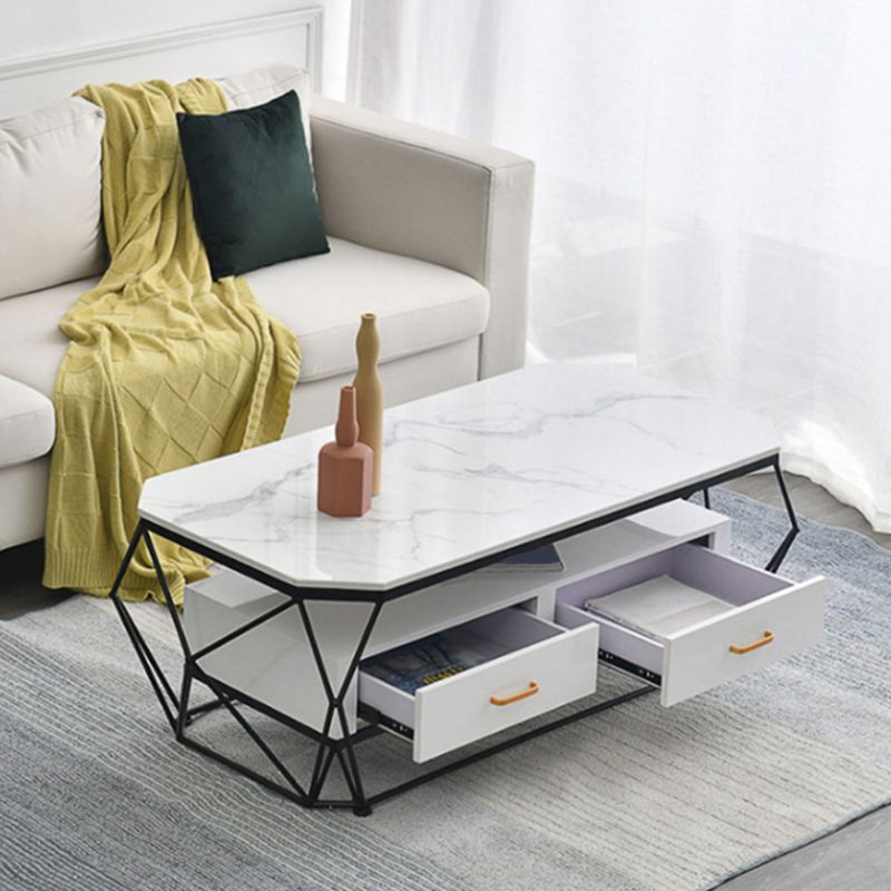 Frame Base Rectangular Glam Style Slate Table Plate Metal Iron Bottom Frame Coffee Table Clearhalo 'Coffee & Accent Tables' 'Coffee Tables' 'coffee_tables' 'furn' 'furn_coffee_tables' 'Furniture' 'Living Room Furniture' 1200x1200_cf14e654-3295-4d3e-9b2c-19c1c6bf6d18