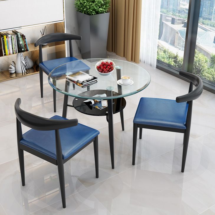 Modern Glass Dining Table 31.5" Round Dining Table with Black Frame for Home Use Clearhalo ' dining_table' 'Dining Tables & Seating' 'Dining Tables' 'furn' 'furn_dining_table' 'Furniture' 'furniture_dining_table' 'Kitchen & Dining Furniture' 'kitchen&dining_furn' 'kitchen' 'kitchen_dining_table' 1200x1200_cf161e98-55fb-4fbf-98d6-7cd1fc1002bd