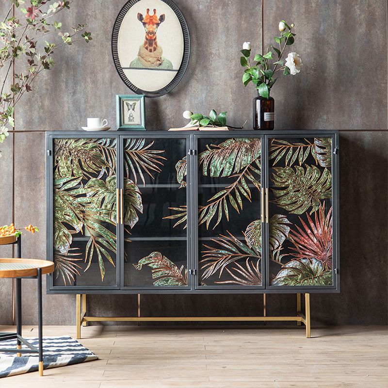 Modern Metal Display Stand Glass Doors Storage Cabinet for Living Room Clearhalo 'Display & China Cabinets' 'display_china_cabinets' 'furn' 'furn_display_china_cabinets' 'Furniture' 'Kitchen & Dining Furniture' 1200x1200_cf178444-880e-41b1-9f77-e78395c28196