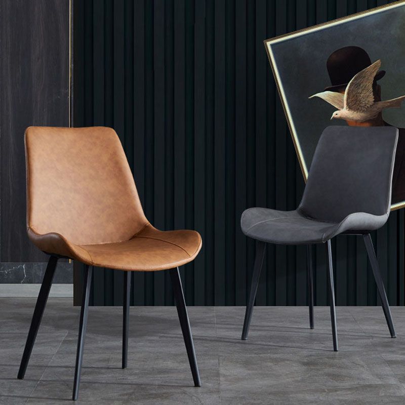 Contemporary Style Leather Dining Chairs Kitchen Solid Back Arm Chairs Clearhalo ' kitchen&dining_furn' 'Dining Chairs' 'Dining Tables & Seating' 'dining_chair' 'furn' 'furn_dining_chair' 'Furniture' 'furniture_dining_chair' 'Kitchen & Dining Furniture' 'kitchen' 1200x1200_cf179f55-a7fb-4bec-a313-3da9215a98e9