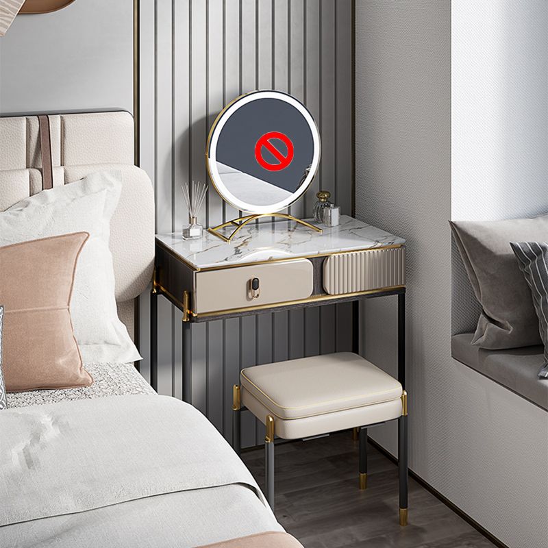 Glam 29.5" Height Slate Table Top Makeup Vanity Set with Drawer