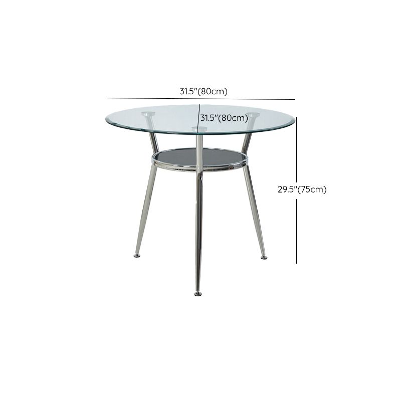 4ピースモダンな丸い焼きガラストップダイニングセット