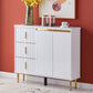 Stone in stile glam 34 "H sala da pranzo sideboard a 3 tradotto server buffet in bianco