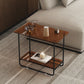 Mesa lateral superior de vidrio rectángulo 21.65 "Mesa de base de trineo de metal de alto con estante