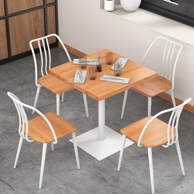 Square Wooden Dining Table Industrial Pedestal Dining Table for Restaurant Clearhalo 'Dining Tables & Seating' 'Dining Tables' 'dining_table' 'furn' 'furn_dining_table' 'Furniture' 'furniture_dining_table' 'Kitchen & Dining Furniture' 'kitchen' 'kitchen_dining_table' 1200x1200_cf1e0ebf-4ad6-4cf1-94e6-bc7756e6551d