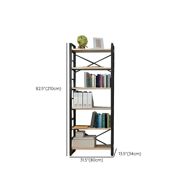 Metal and Wooden Shelf Bookcase Open Modern Brown Book Shelf for Office Clearhalo 'Bookcases' 'furn' 'furn_bookcases' 'Furniture' 'Office Furniture' 1200x1200_cf1e7a3e-5ad1-4e13-957a-8bf2d4842713