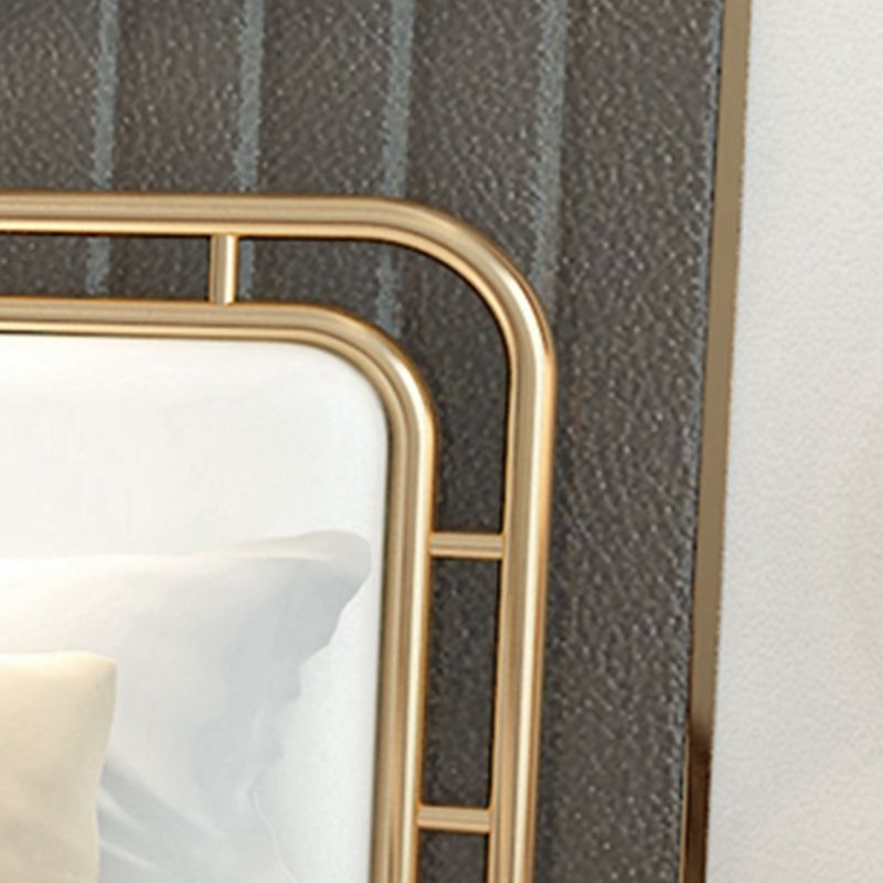 Zeitgenössisches Metall Open-Frame-Standardbett mit rechteckigem Kopfteil