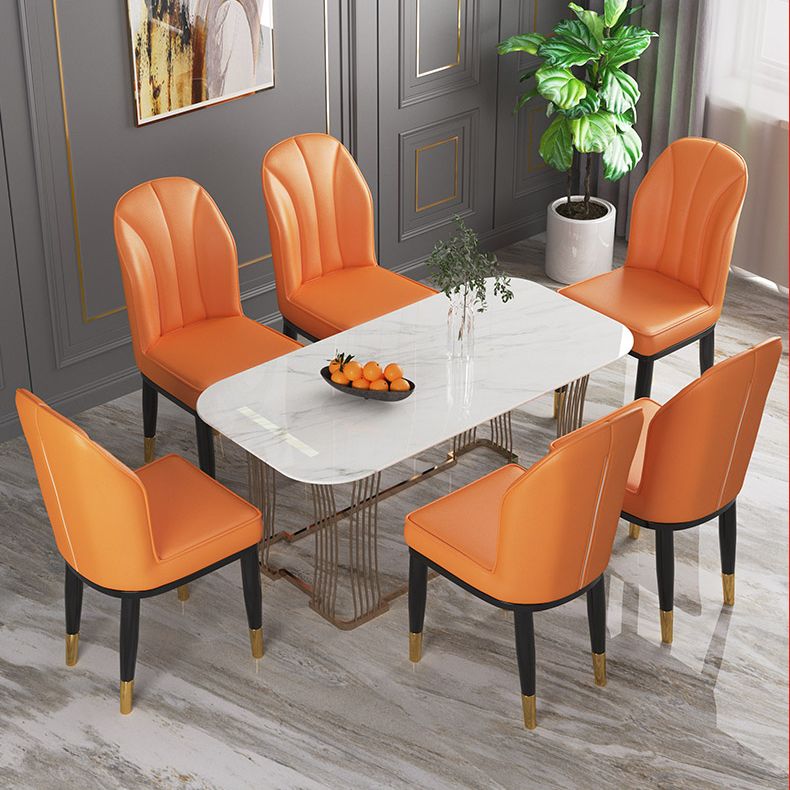Metal Contemporary Dining Room Chairs Metallic Finish Wingback Side Chairs Clearhalo ' kitchen&dining_furn' 'Dining Chairs' 'Dining Tables & Seating' 'dining_chair' 'furn' 'furn_dining_chair' 'Furniture' 'furniture_dining_chair' 'Kitchen & Dining Furniture' 'kitchen' 1200x1200_cf20bcad-ad01-47cb-9f02-fe630b24fa50