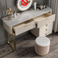 Beige Make-up Vanity Metal Dressing Table Stool Set with Drawers Clearhalo 'Bedroom Furniture' 'furn' 'furn_makeup_vanities' 'Furniture' 'Makeup Vanities' 'makeup_vanities' 1200x1200_cf2117bc-8edb-4c51-a022-1fc1ef643292