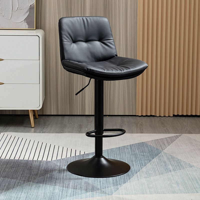 Contemporary Metal Barstool Faux Leather Footrest Adjustable Low Back Counter Stool Clearhalo 'Bar Furniture' 'Bar Stools' 'bar_stools' 'furn' 'furn_bar_stools' 'Furniture' 'Kitchen & Dining Furniture' 1200x1200_cf21cc1e-f999-447f-97dd-47af58fa7b5e