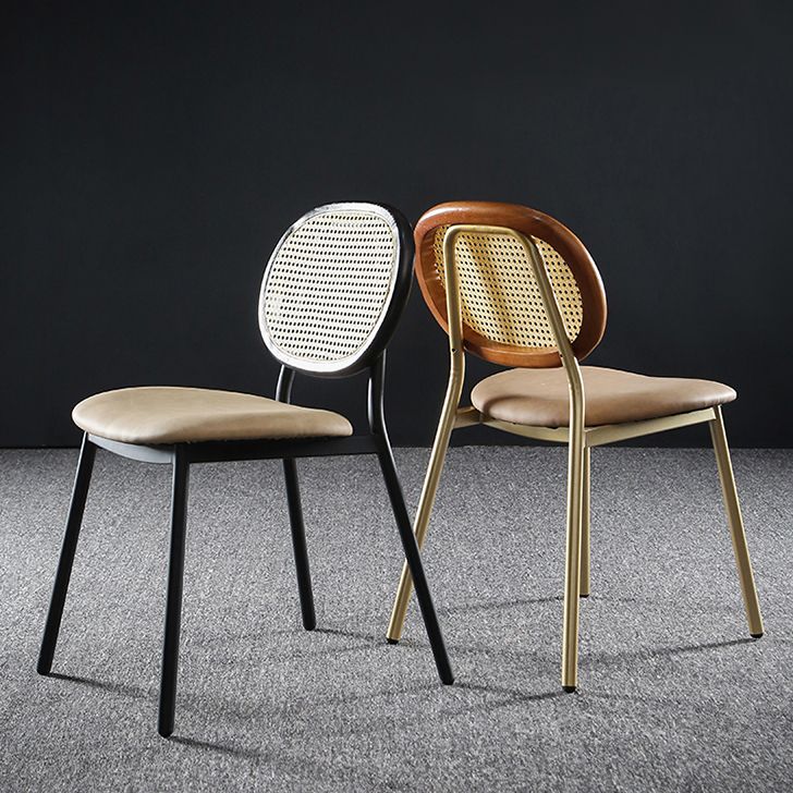 Contemporary Cane Back Chair Faux Leather Dining Side Chair for Indoor Clearhalo 'Dining Chairs' 'Dining Tables & Seating' 'dining_chair' 'furn' 'furn_dining_chair' 'Furniture' 'furniture_dining_chair' 'Kitchen & Dining Furniture' 1200x1200_cf21e79d-eba5-4845-b423-ee16634283d1