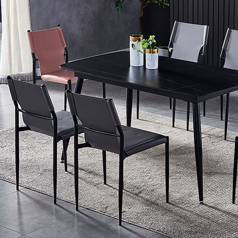 Industrial Style Armless Solid Back Chair for Kitchen Leather Dining Side Chair Clearhalo ' kitchen&dining_furn' 'Dining Chairs' 'Dining Tables & Seating' 'dining_chair' 'furn' 'furn_dining_chair' 'Furniture' 'furniture_dining_chair' 'Kitchen & Dining Furniture' 'kitchen' 1200x1200_cf22132d-9107-4620-aaab-ac7e96cc06df