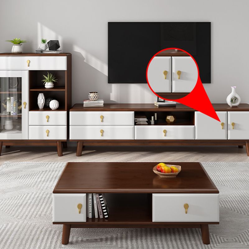 19.69 "H TV -Ständer zeitgenössischer Stil Massivholz -TV -Konsole mit 3 Schubladen