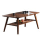 Nordic Style Rectangular Solid Wood Table 4 Legs Base with Storage Rack Coffee Table