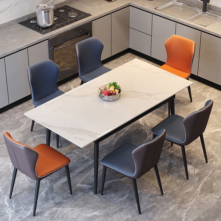 Modern 1/4/5/7 Pieces Dinette Set with White Sintered Stone Scalable Dining Table Set Clearhalo 'Dining Room Sets' 'Dining Tables & Seating' 'dining_room_set' 'furn' 'furn_dining_room_set' 'Furniture' 'furniture_dining_room_set' 'Kitchen & Dining Furniture' 1200x1200_cf265e67-d946-4478-9c9b-fcd8a4c6b5bb