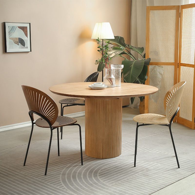 Mesa de comedor contemporánea de madera maciza, mesa de comedor redonda para comedor